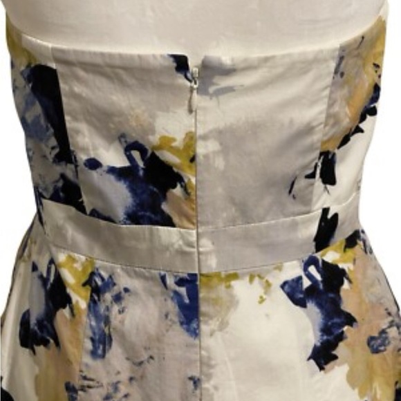 J. Crew Dress Strapless  Floral  White and Blue Cotton Dress with Pockets   4 - Picture 7 of 13